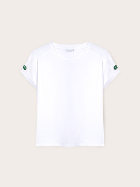 T-shirt kimono avec pierres sur les manches