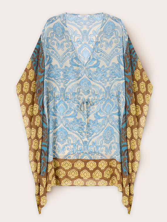 Printed chiffon poncho