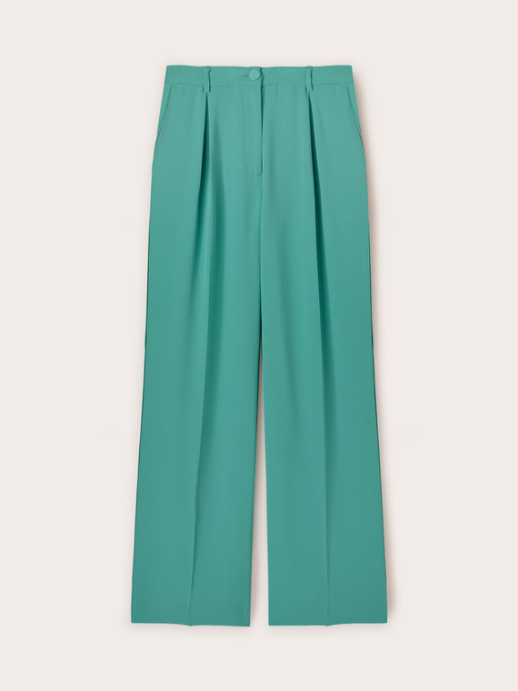 Palazzo-Hose Satin mit seitlichem Piping