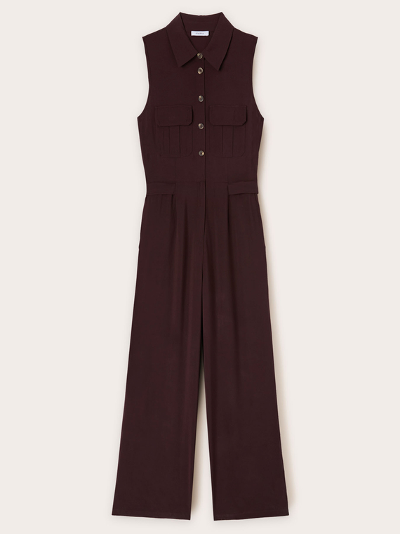 Fluid long jumpsuit in lyocell blend