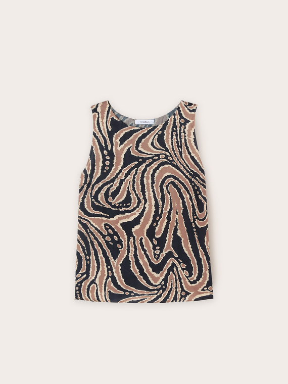 Top fluido stampato con spacco posteriore