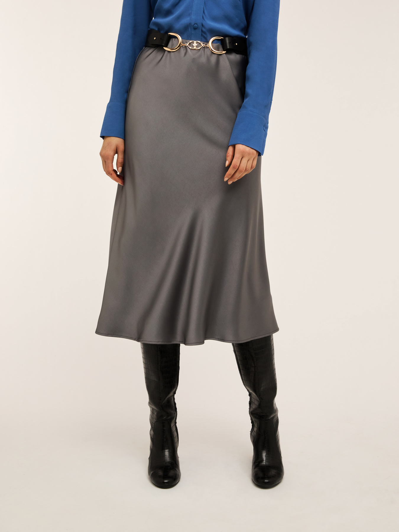 Fustă longuette din satin image number 2