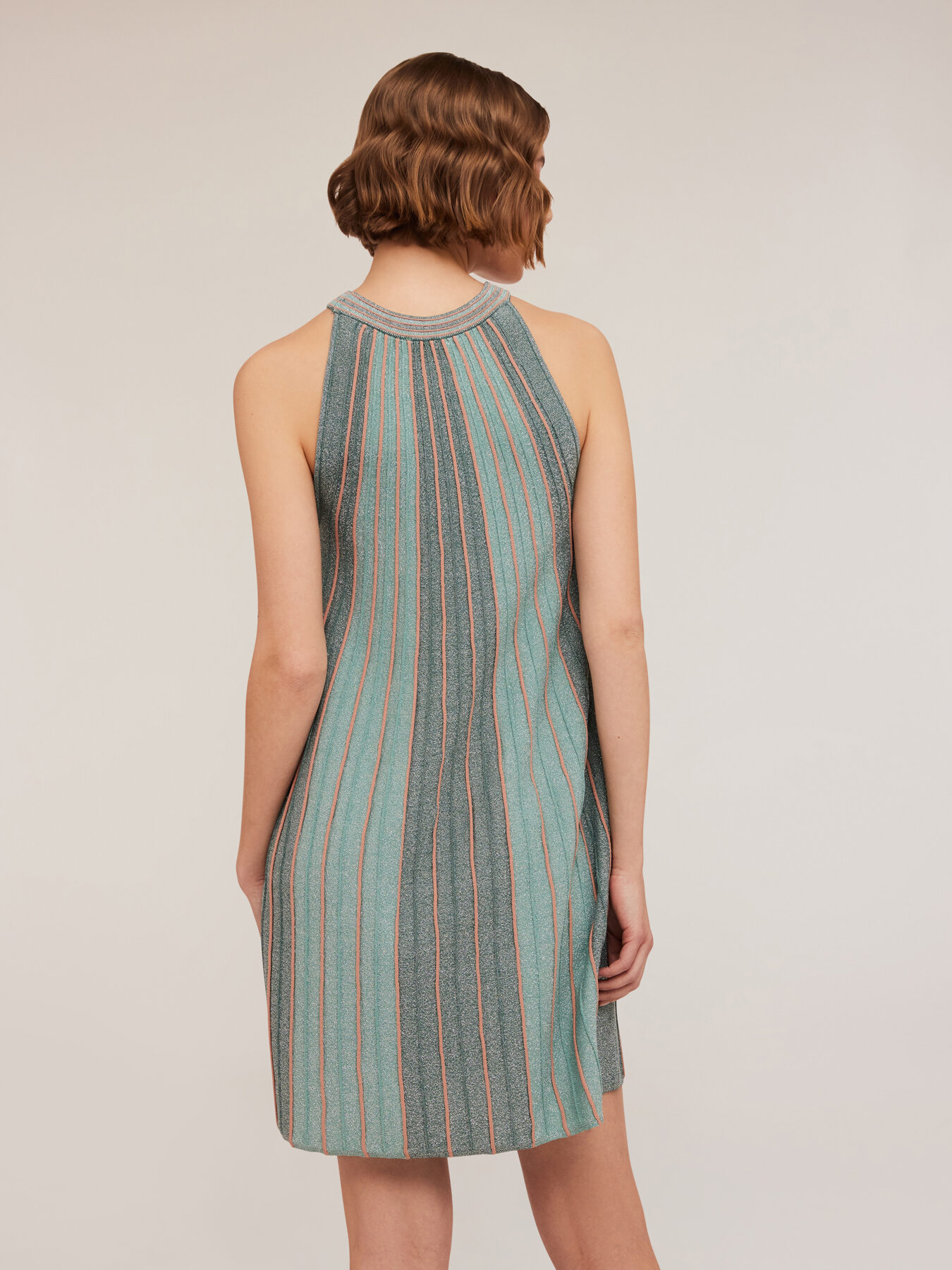 Pleated lurex knit mini dress image number 1