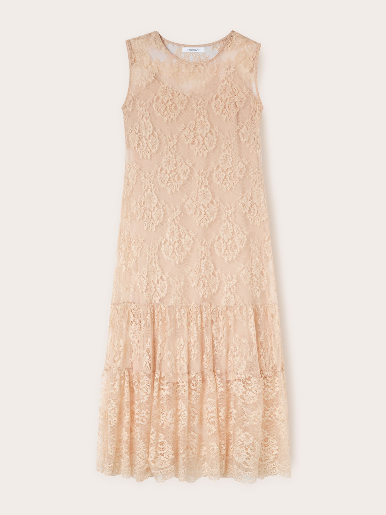 Vestido largo de encaje con enagua image number 4