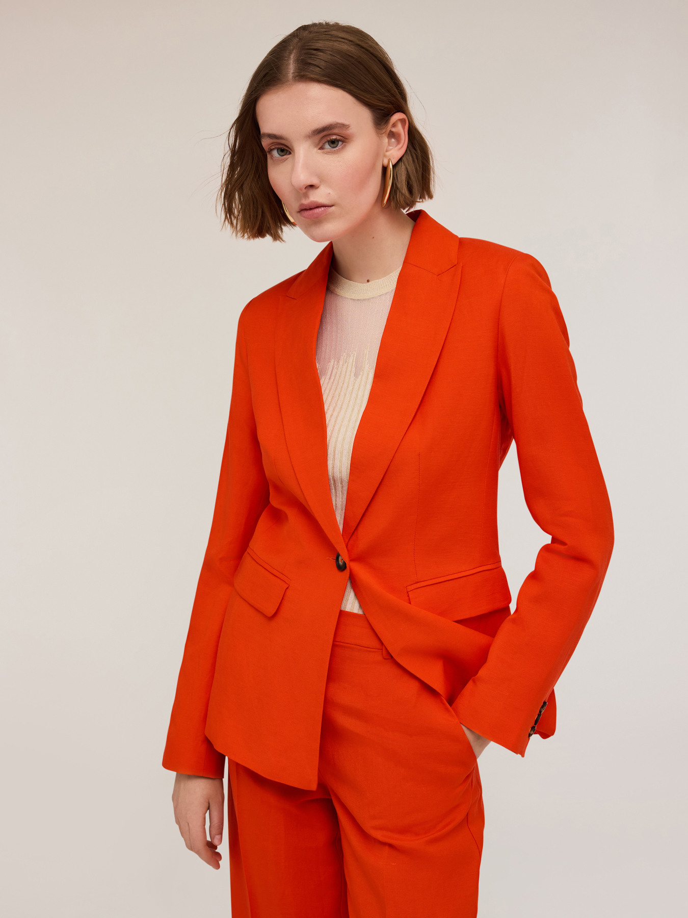 Einreihiger Blazer aus Leinengemisch image number 3