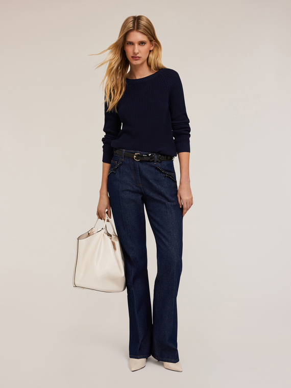 Pullover scollo tondo in cotone