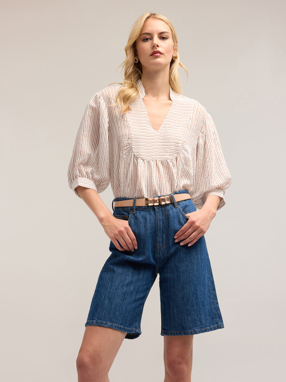 Blusa over in mussola a righe