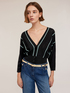 Short striped knit cardigan image number 0