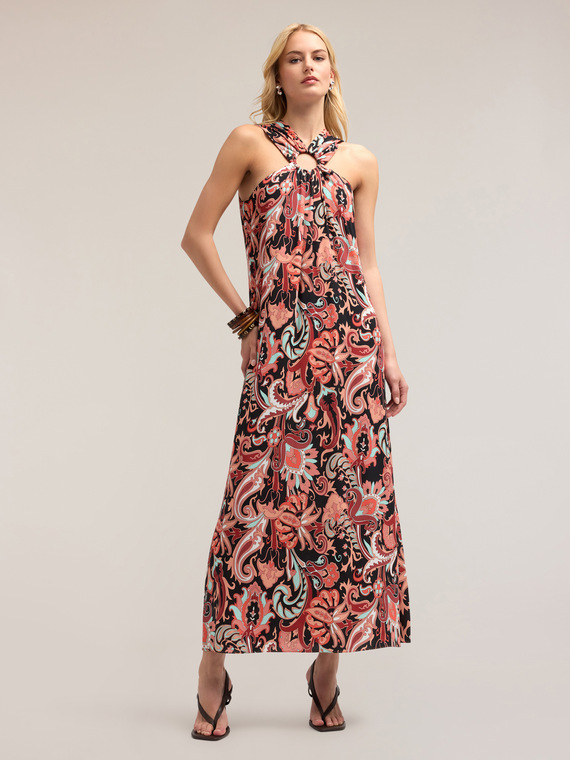 Long dress with ethnic pattern