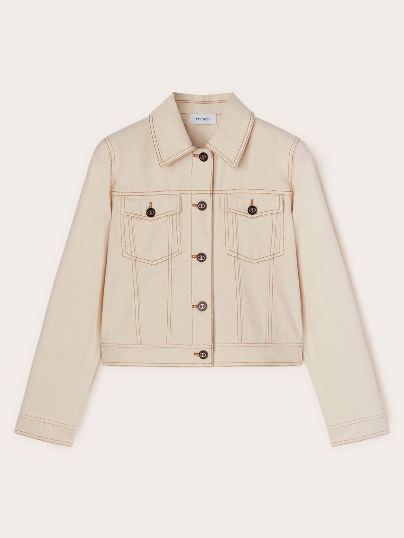 Giacca in drill con impunture a contrasto image number 4