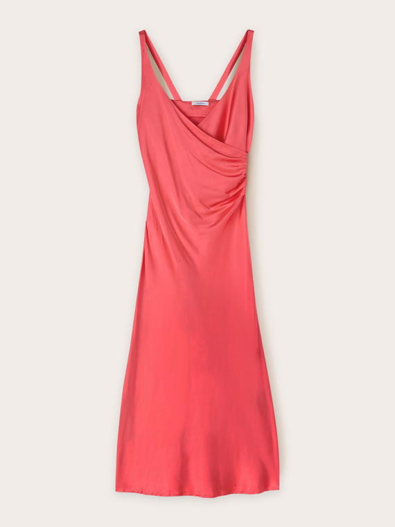 Vestito ad incrocio in raso stretch