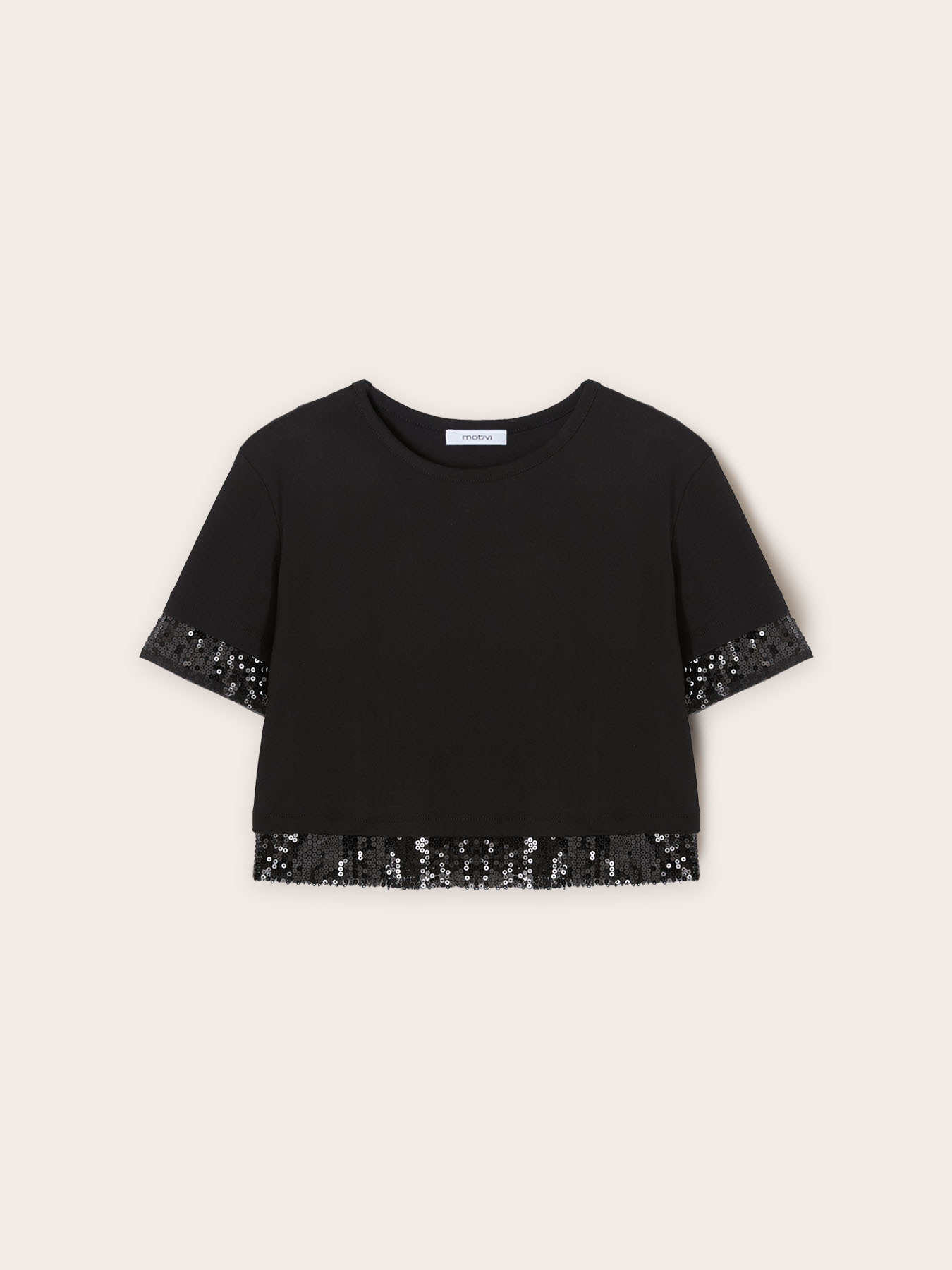 Camiseta con bordes de lentejuelas image number 4