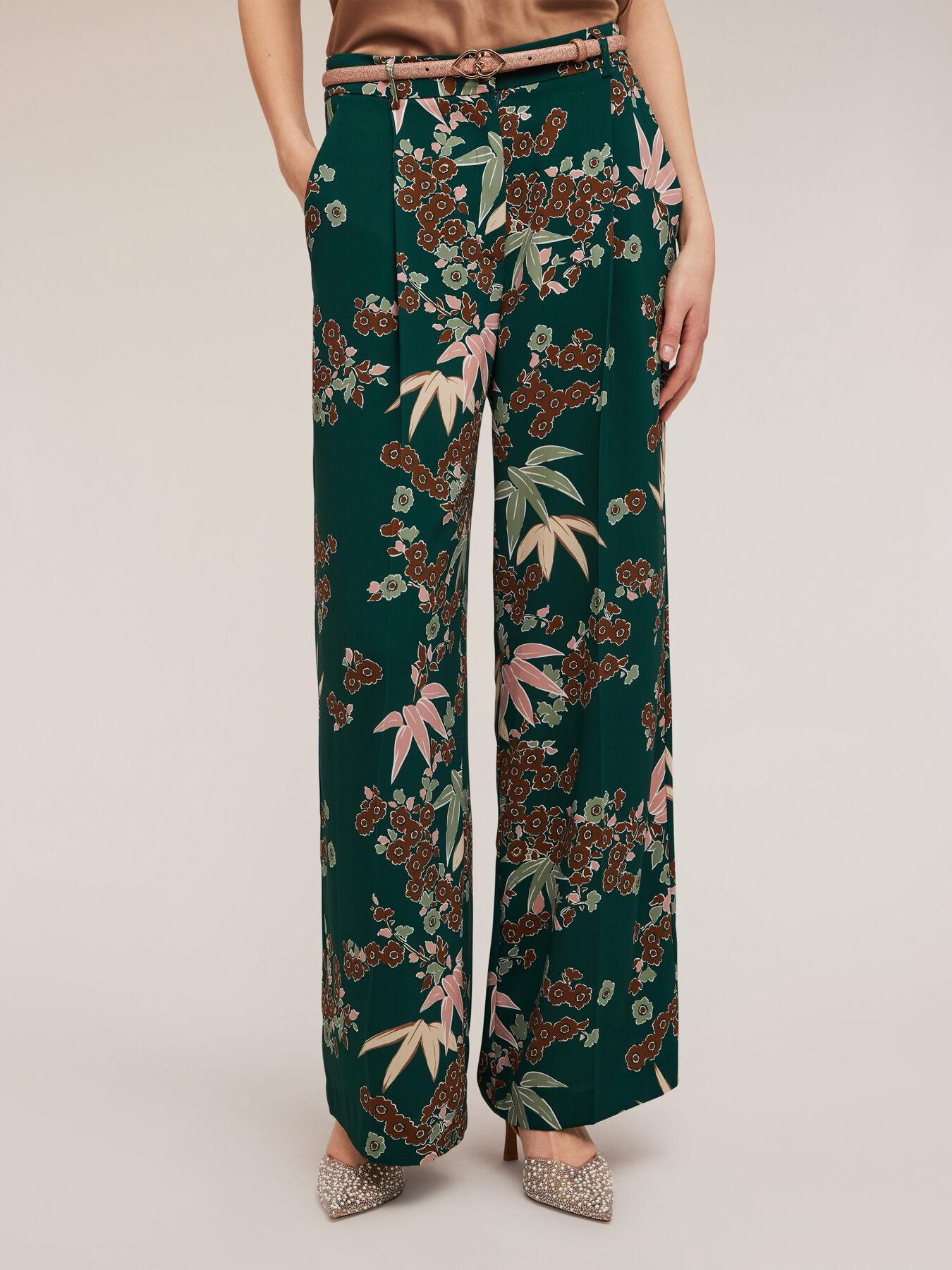 Palazzo-Hose mit Falten mit Art-Deco-Muster image number 2