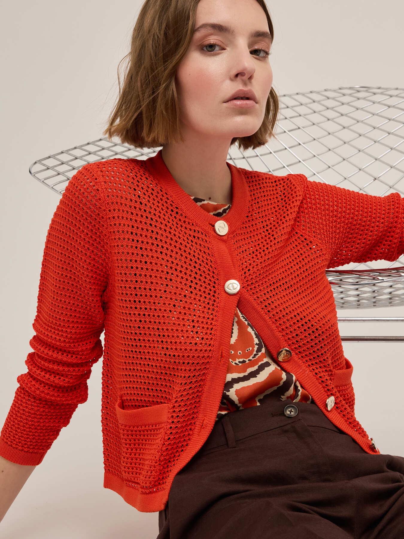 Wide leg linen blend trousers image number 3