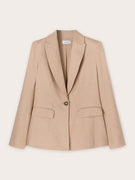 Blazer con botonadura simple en mezcla de lino