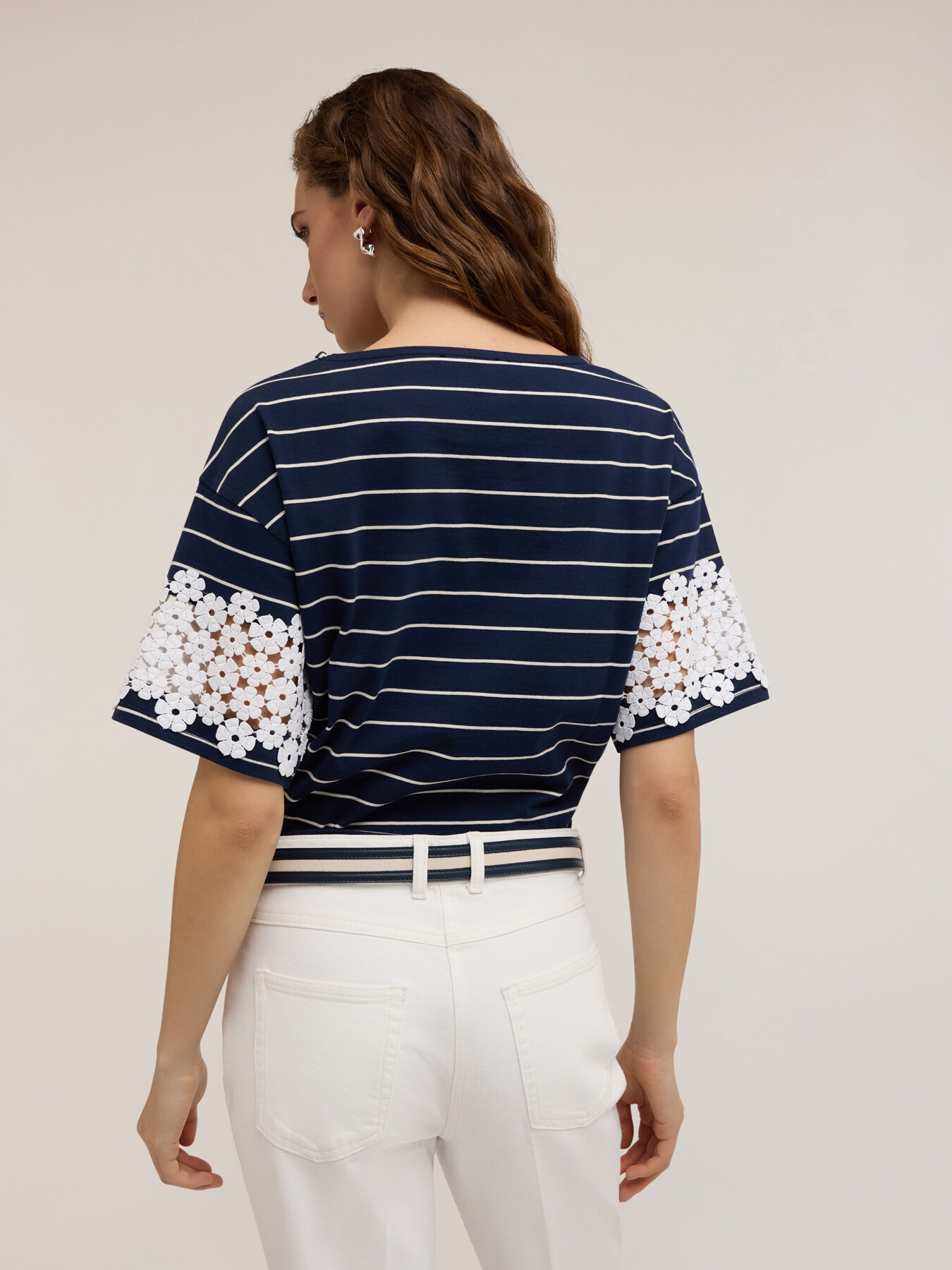 T-shirt con maniche effetto crochet image number 1