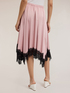 Falda de raso con borde de encaje image number 1