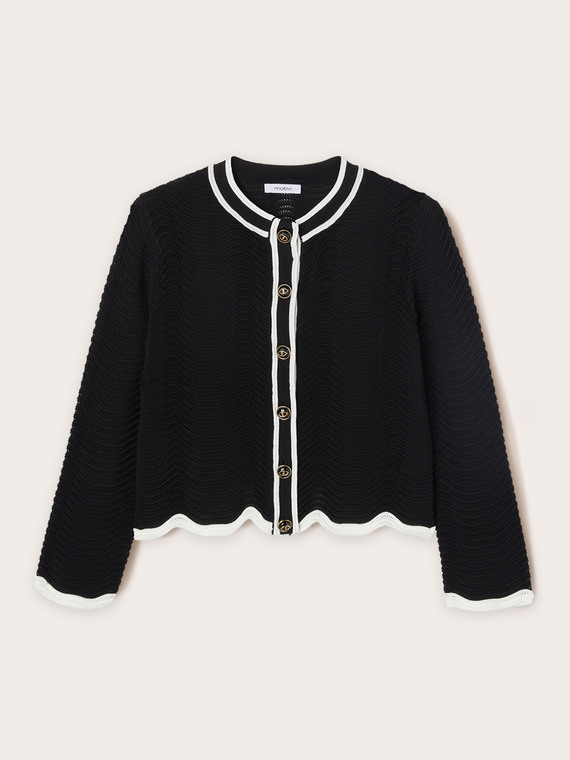 Wavy stitch knit cardigan