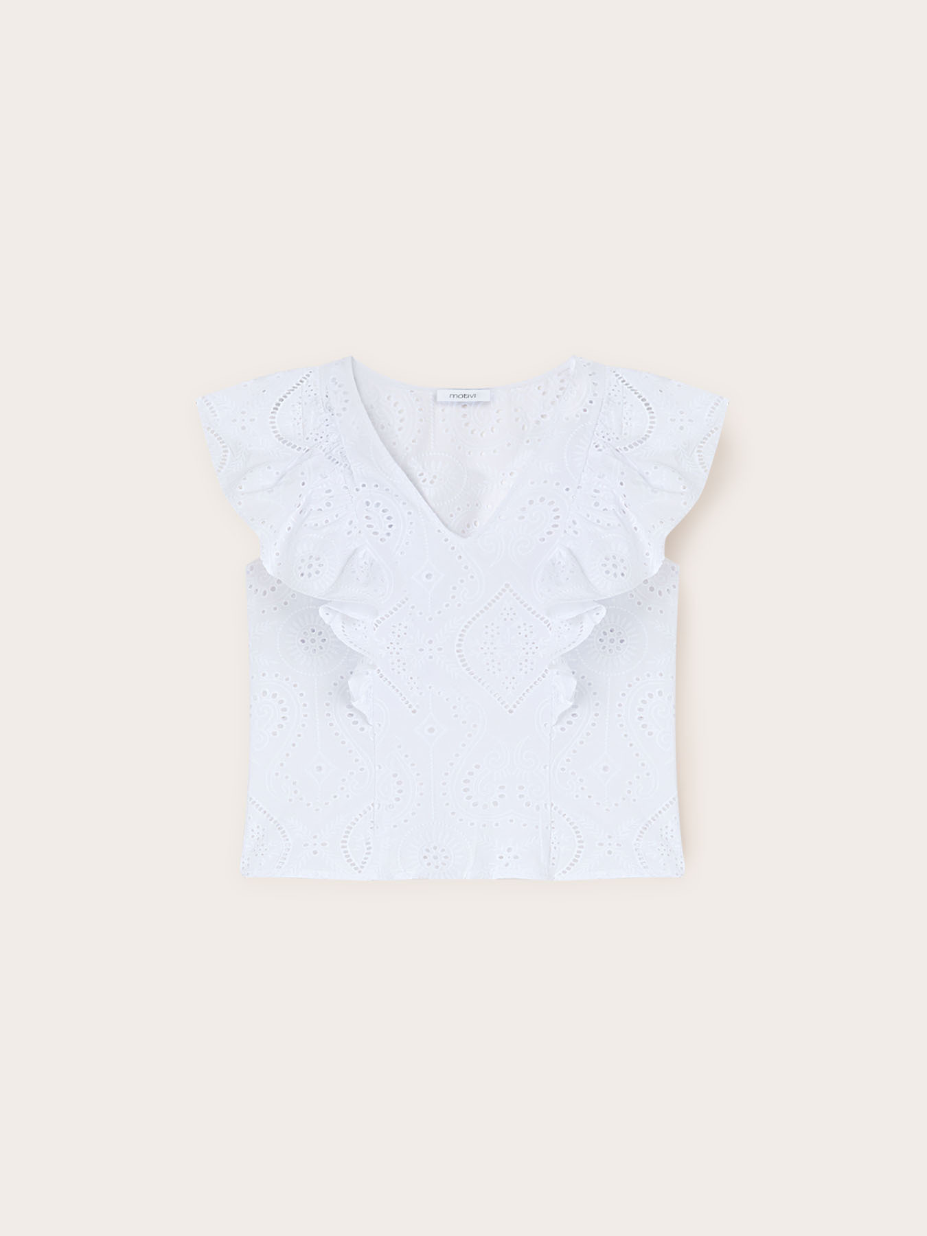 Blusa in sangallo con volant image number 4