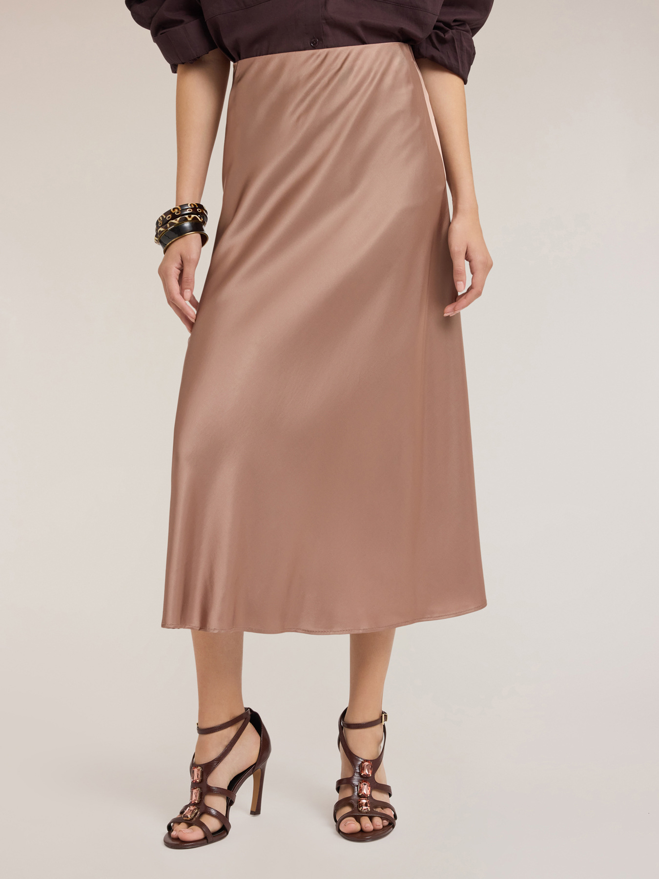 Gonna longuette in raso image number 2