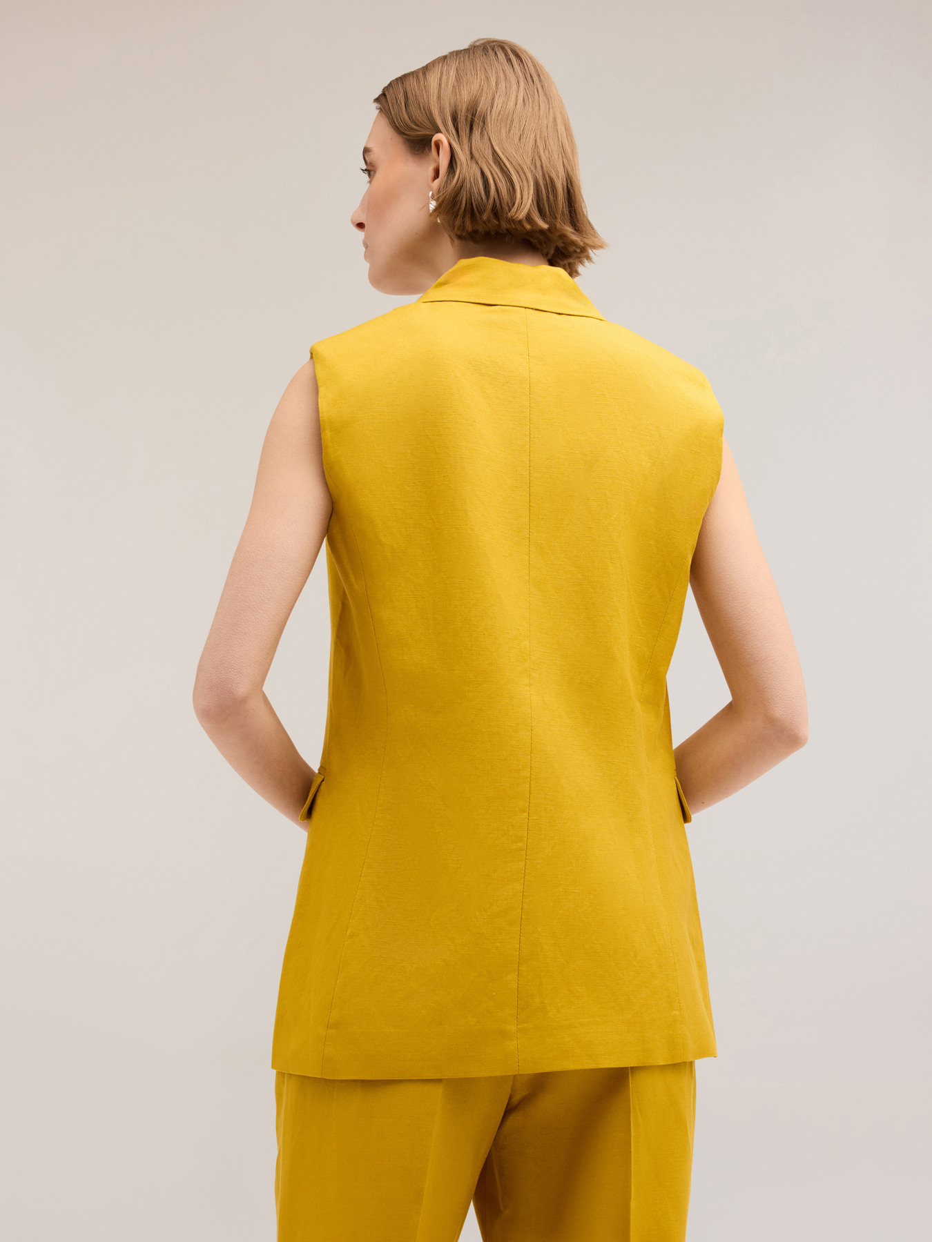 Gilet large en lin m&eacute;lang&eacute; image number 1