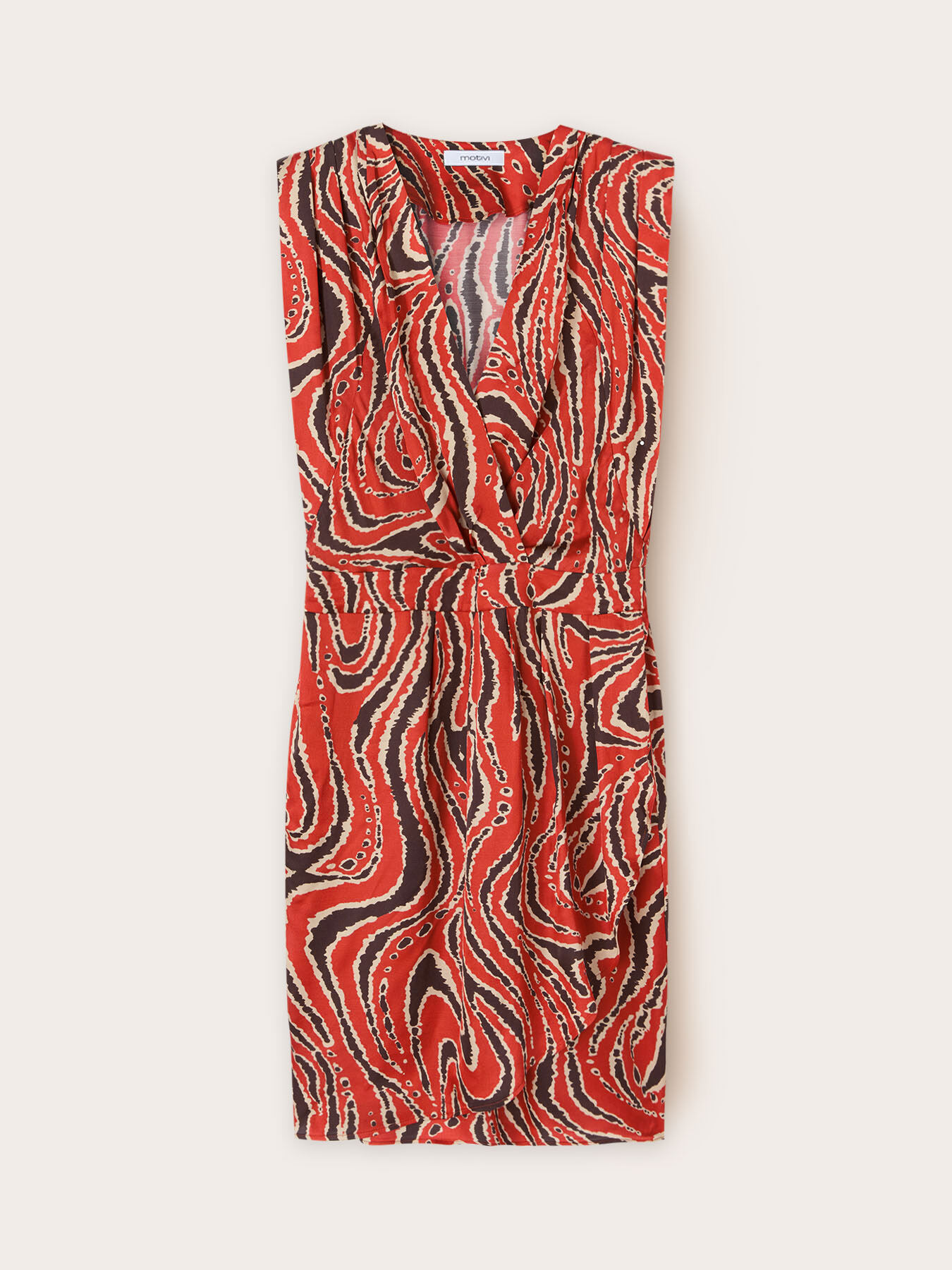 Vestido corto cruzado de raso estampado image number 4