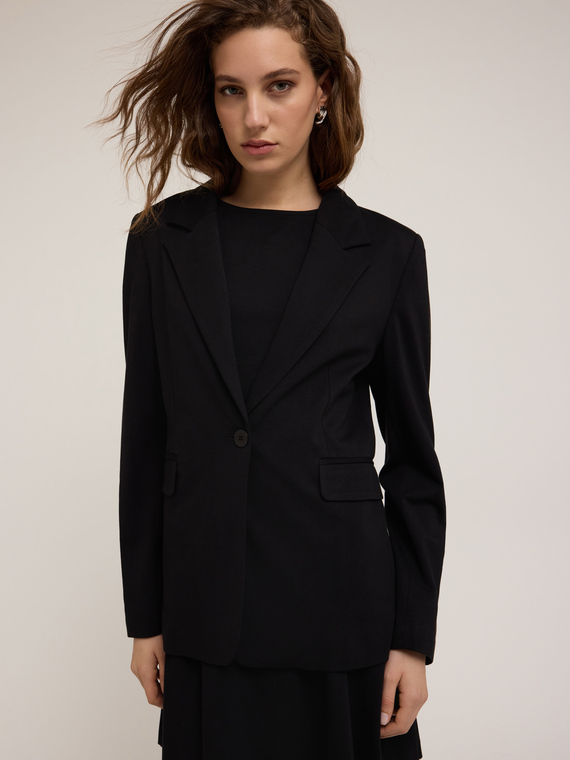 Single-breasted blazer jacket in milano knit