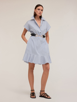 Robe chemisier en coton &agrave; rayures