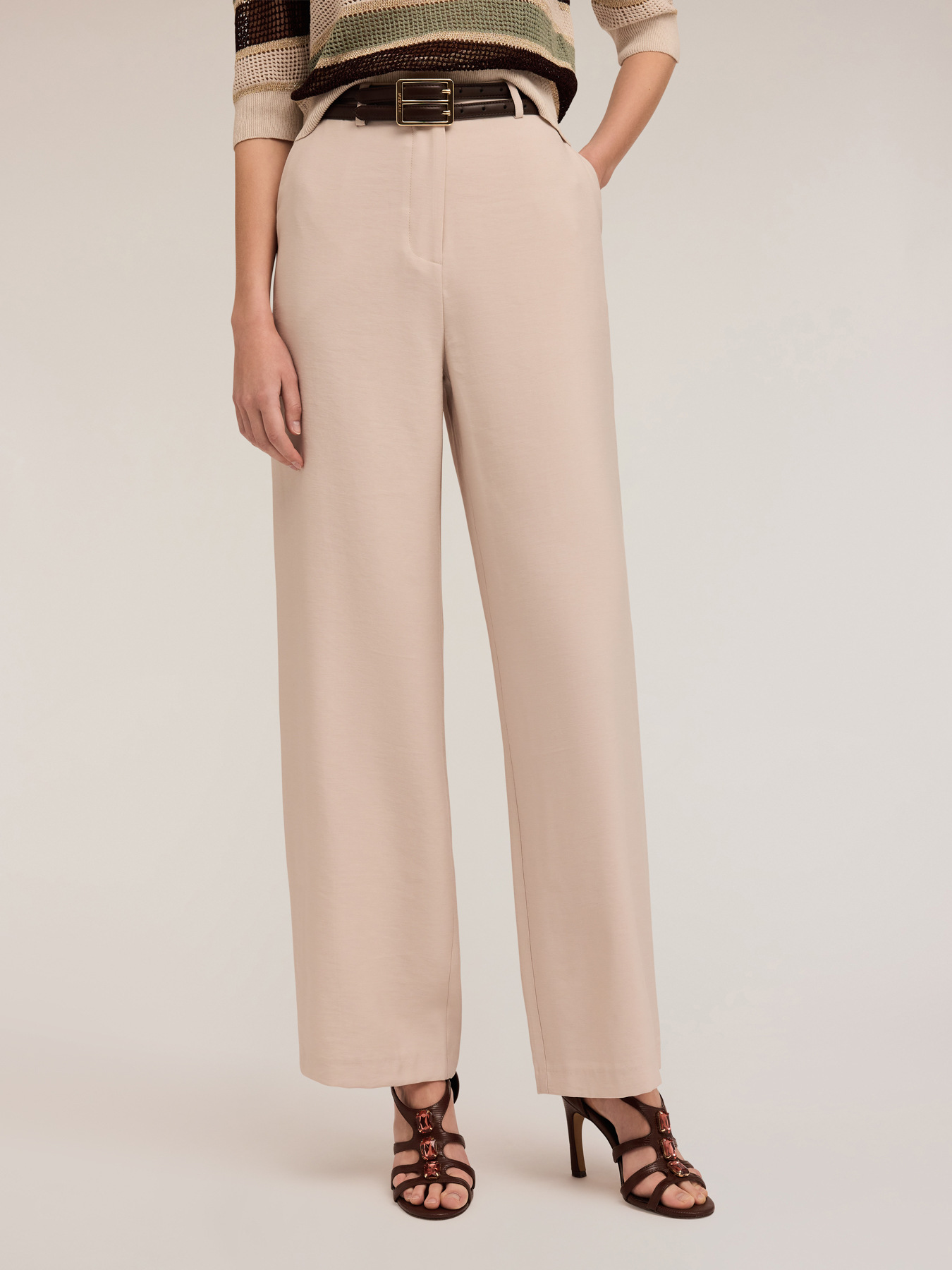 Pantaloni palazzo in tessuto fluido misto viscosa image number 2