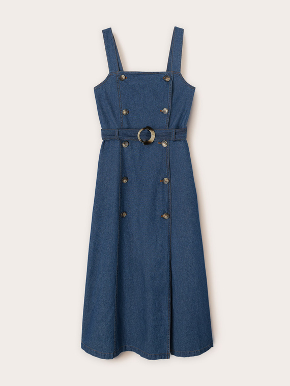 Vestito con bottoni in denim misto lyocell