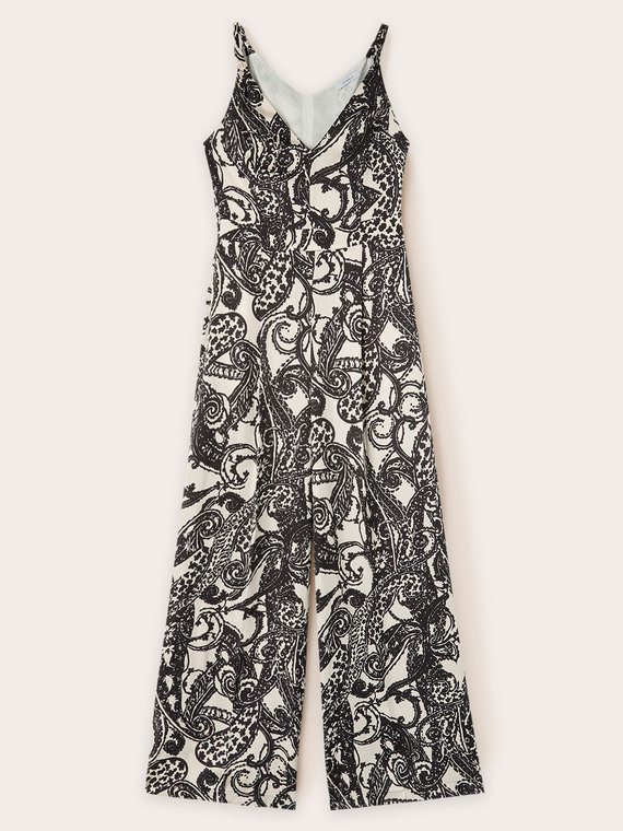 Langer Overall aus Satin mit Paisley-Muster