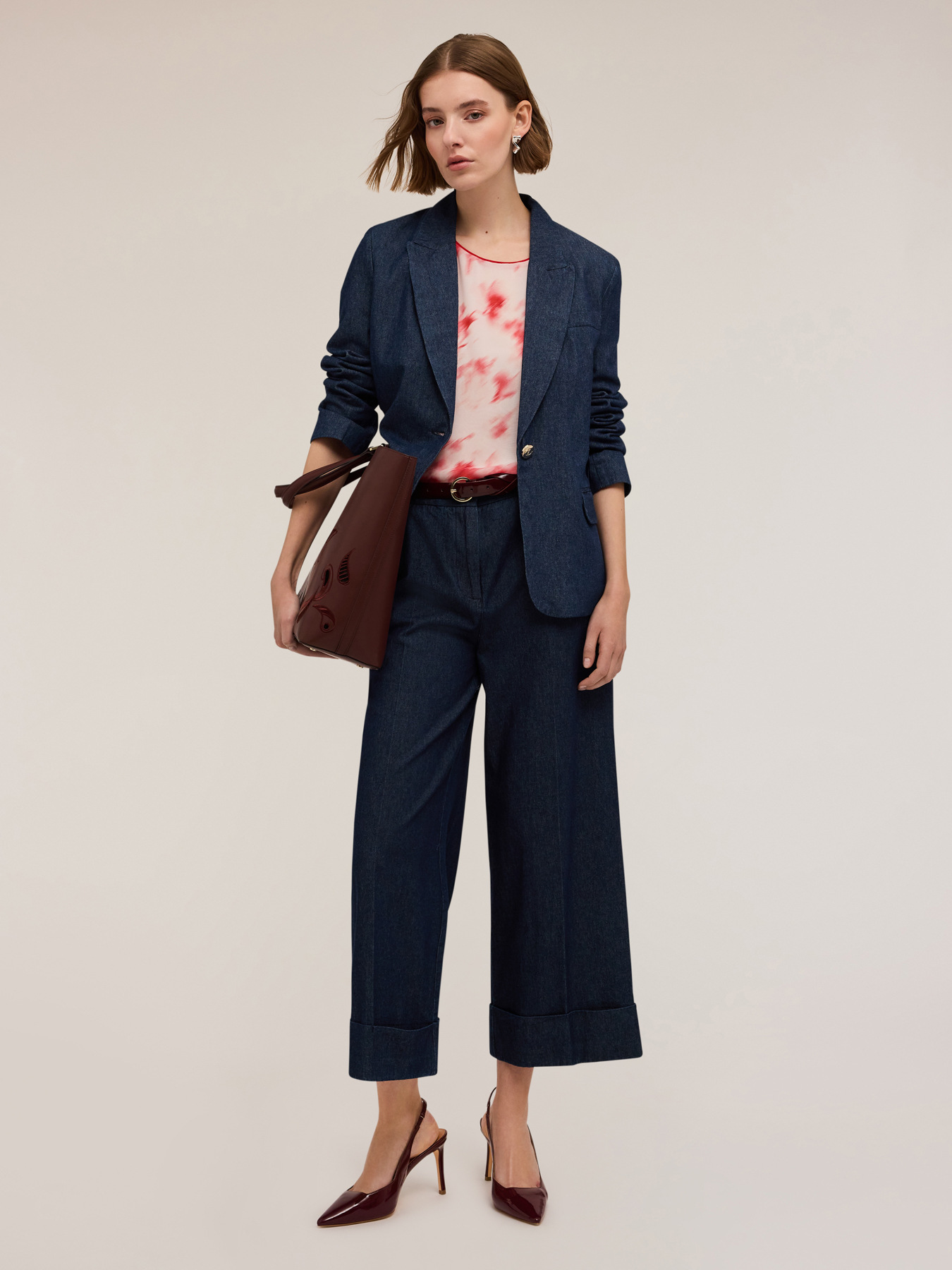 Blazer monopetto in denim misto lyocell image number 0