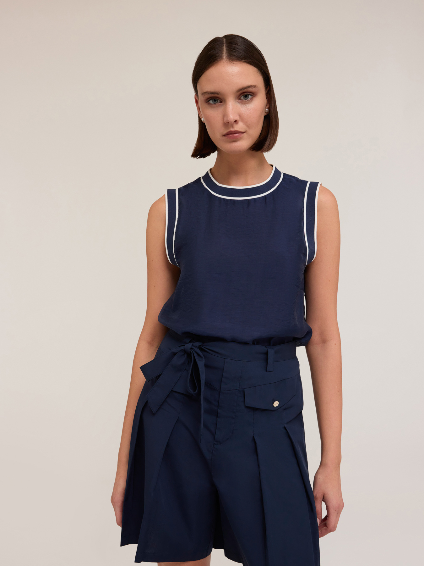 Top en lyocell m&eacute;lang&eacute; avec bords &agrave; c&ocirc;tes image number 0