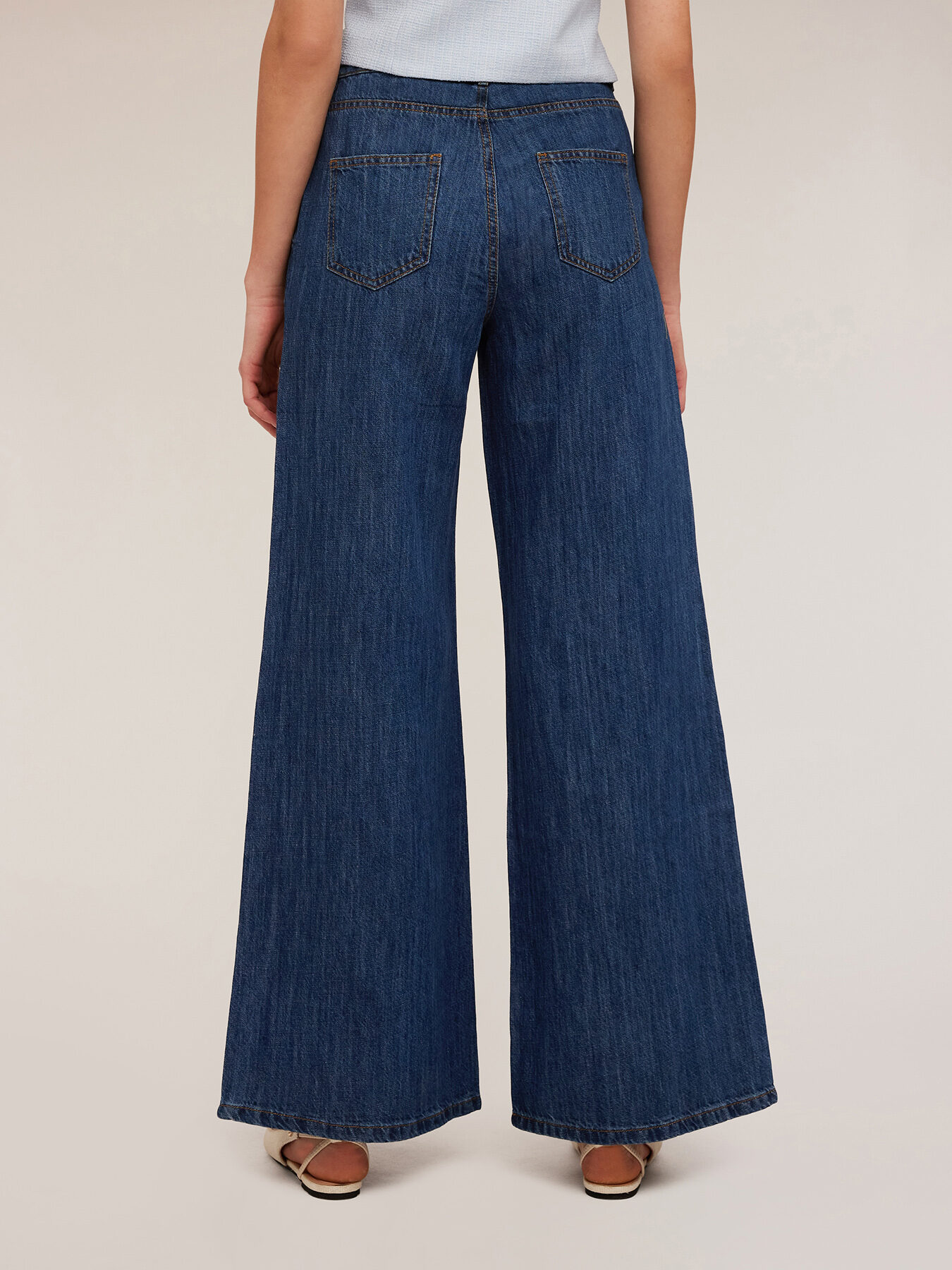 Jeans wide leg misto lino image number 1