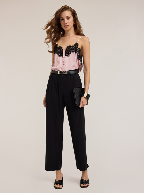 Fluid trousers with adjustable hem