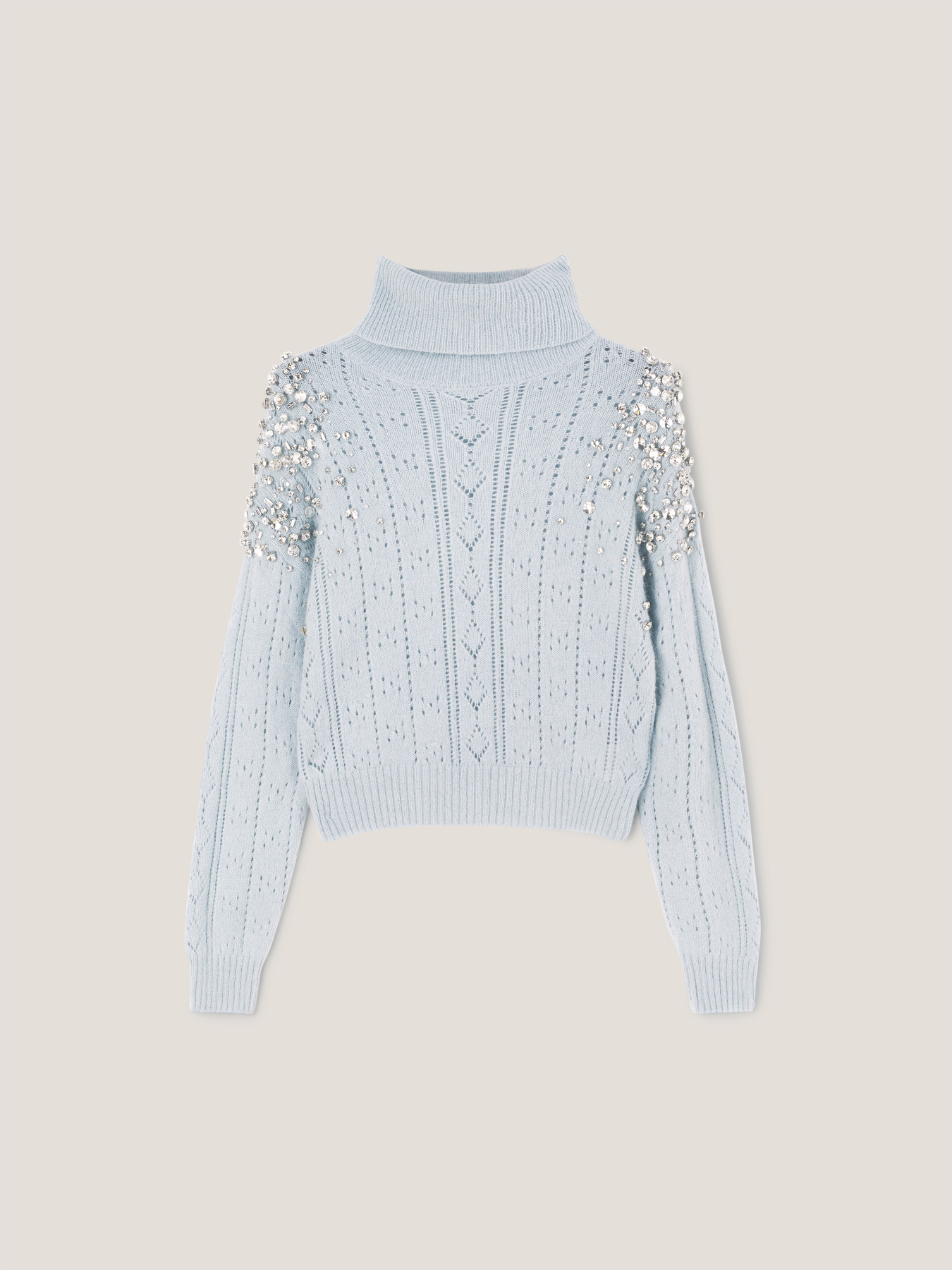 Rollkragenpullover aus Angora-Mischgarn mit Steinchen image number 3