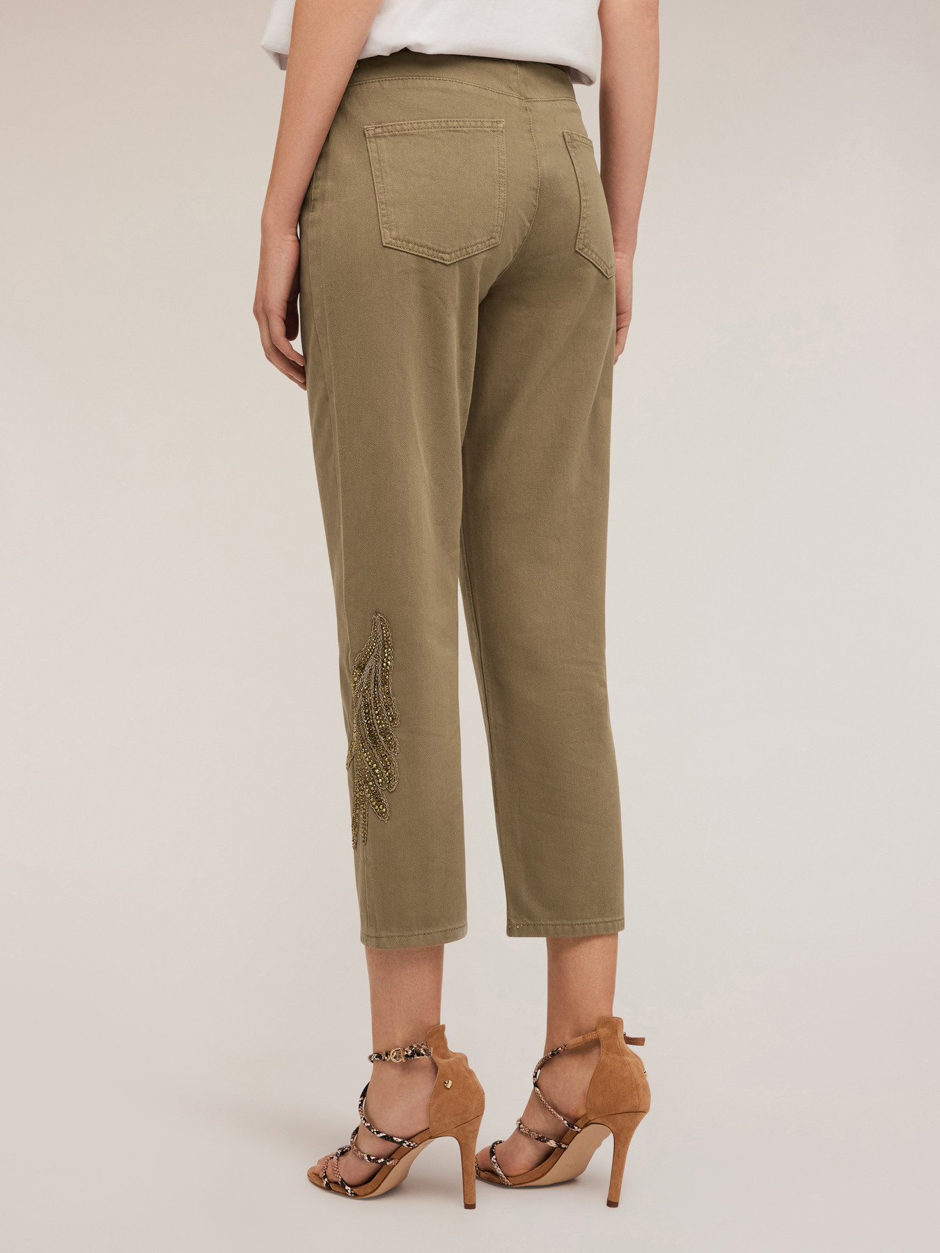 Chino trousers with embroidered patch image number 1