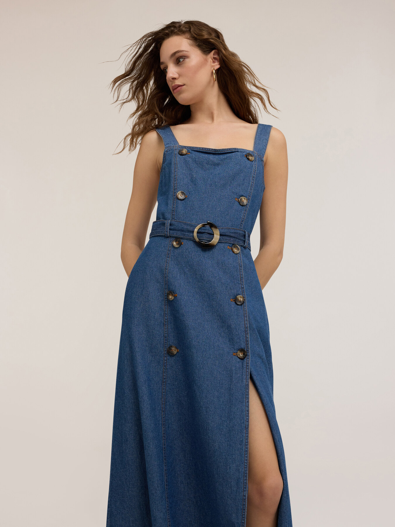 Vestito con bottoni in denim misto lyocell image number 2