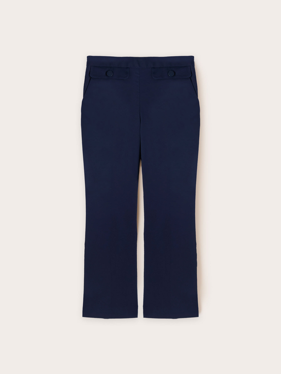 Pantaloni kick flare in cotone tecnico