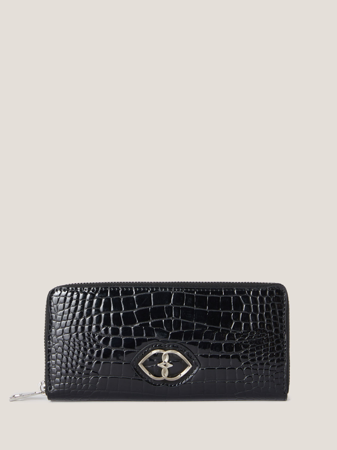 Portemonnaie mit umlaufendem Rei&szlig;verschluss aus Lederimitat mit Kroko-Pr&auml;gung image number 0