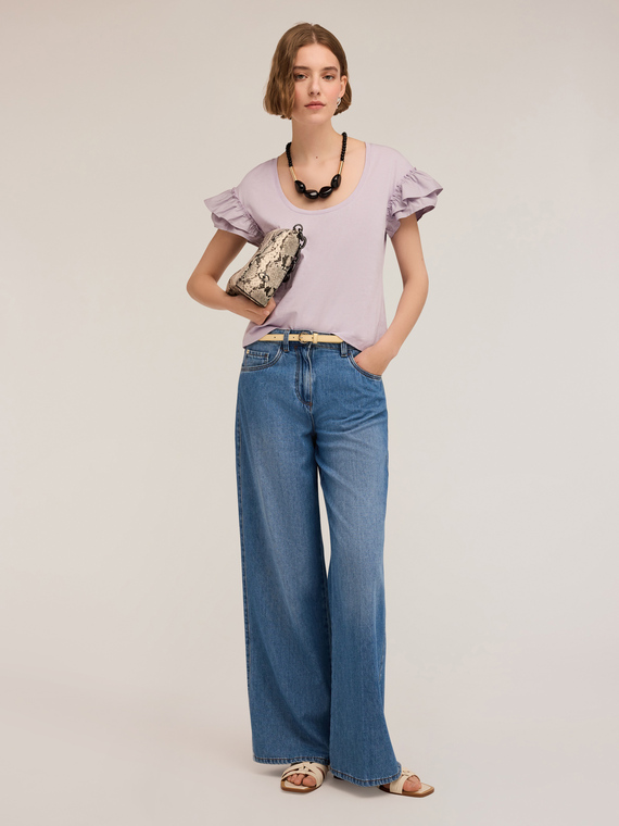 T-shirt con maniche volant