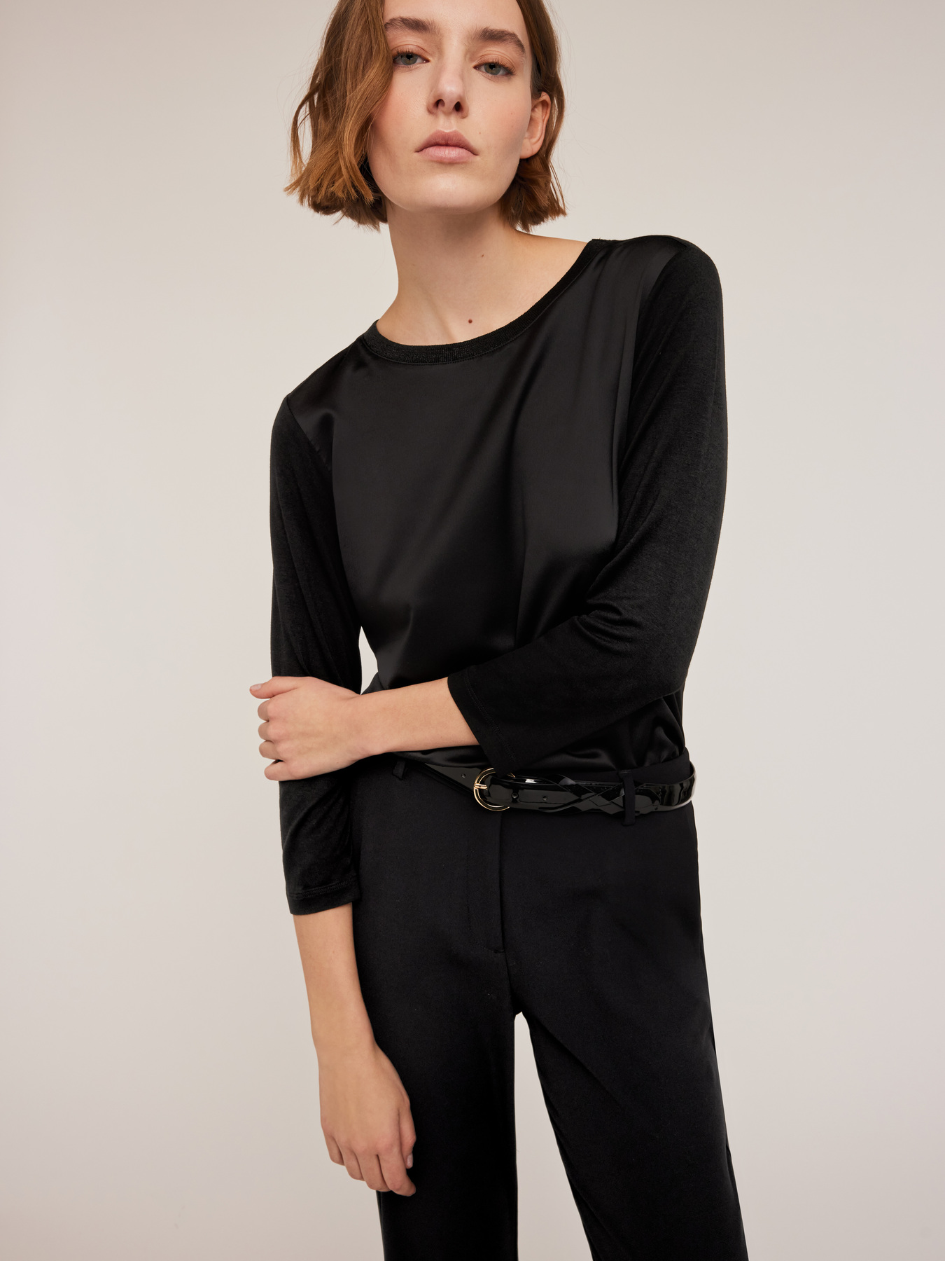 Tricou basic din două materiale image number 0