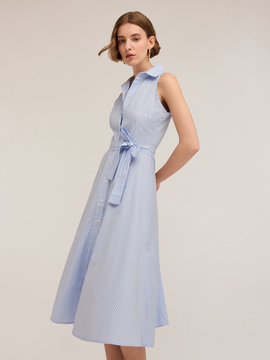 Robe chemisier en coton &agrave; rayures