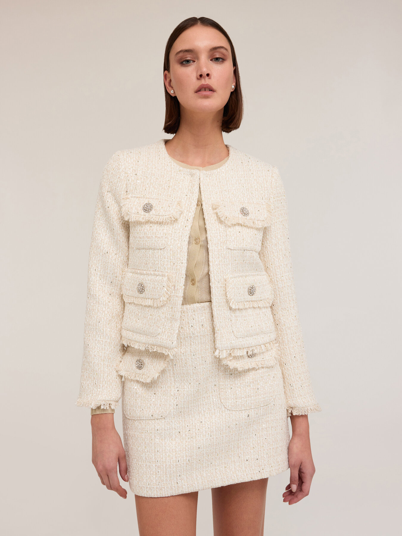 Giacca in tweed lurex con tasche image number 1