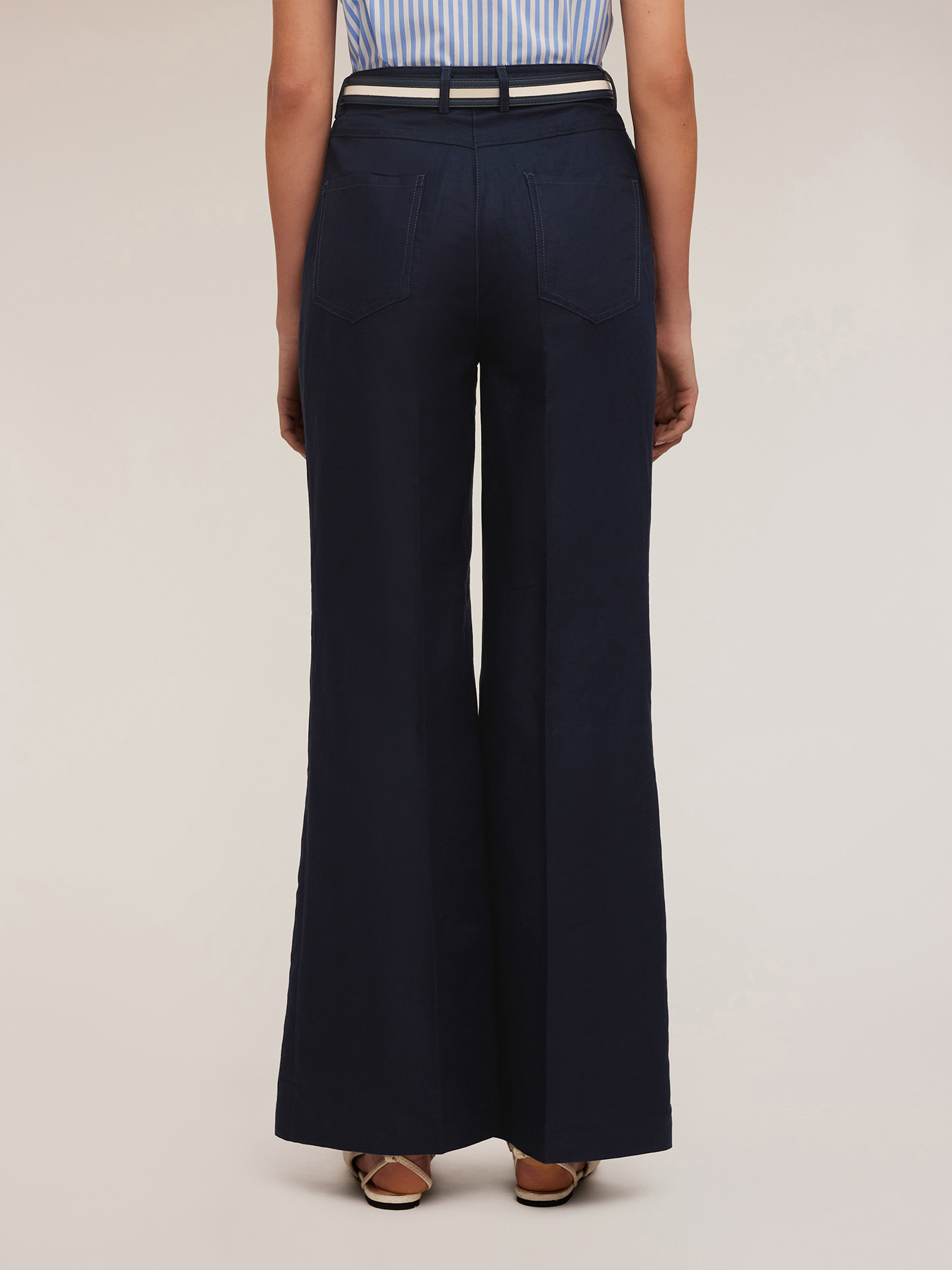 Pantalones wide leg mezcla de lino image number 1