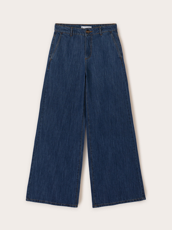 Jeans wide leg misto lino
