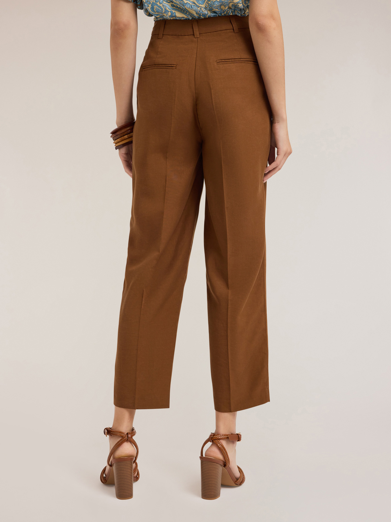 Pantalon regular en lyocell m&eacute;lang&eacute; image number 1