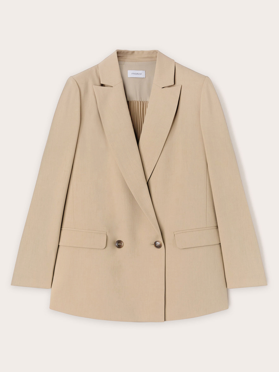 Doppelreihiger Blazer mit Plissee-R&uuml;cken