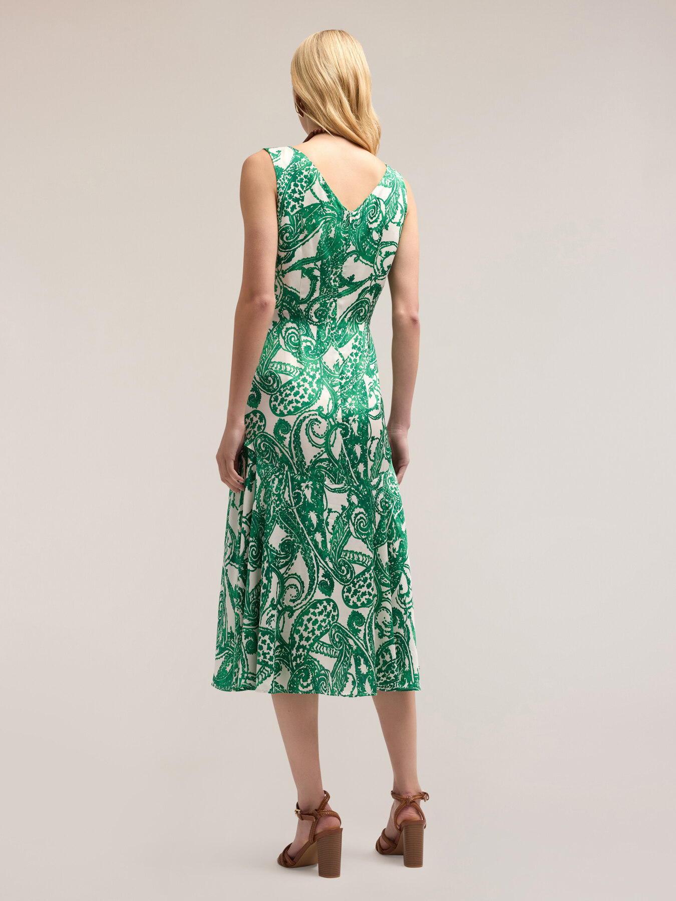 Paisley patterned satin dress image number 1