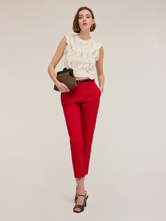 Top in maglia lavorata con rouches